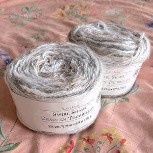 Swirl Shawl Yarn by Loops & Threads in Black Walnut (Gray & Cream) / Lot of x2